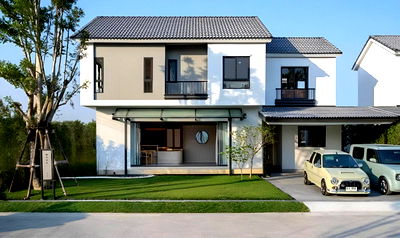 เช่าบ้านเดี่ยว สนามบินสุวรรณภูมิ : H 904 ให้เช่า บ้านเดี่ยว 2 ชั้น ม.Pimnara Srinakarin - Bangna บ้านสวย สไตล์ญี่ปุ่น Fully furnished ราคา 98,000 บาท