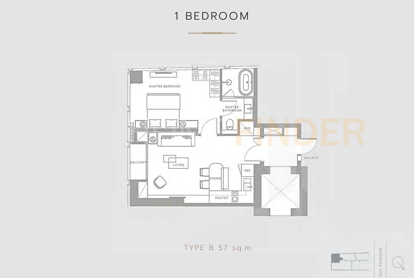 รูป Tonson One Residence 1 bedroom, for sale - รูปที่ 6/7