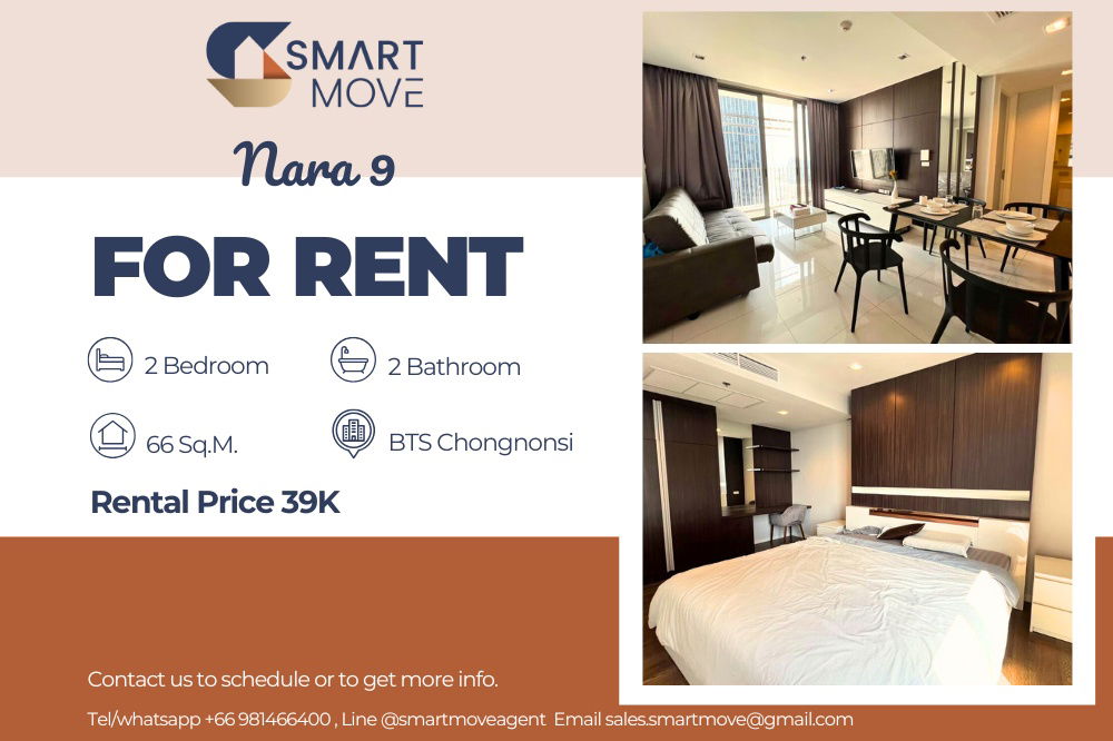 picture For Rent !! Code C20221200865..........Nara 9, 2 bedroom, 2 bathroom, South Facing, high floor 24++, furnished, ready to move in 📣📣 - 1/7