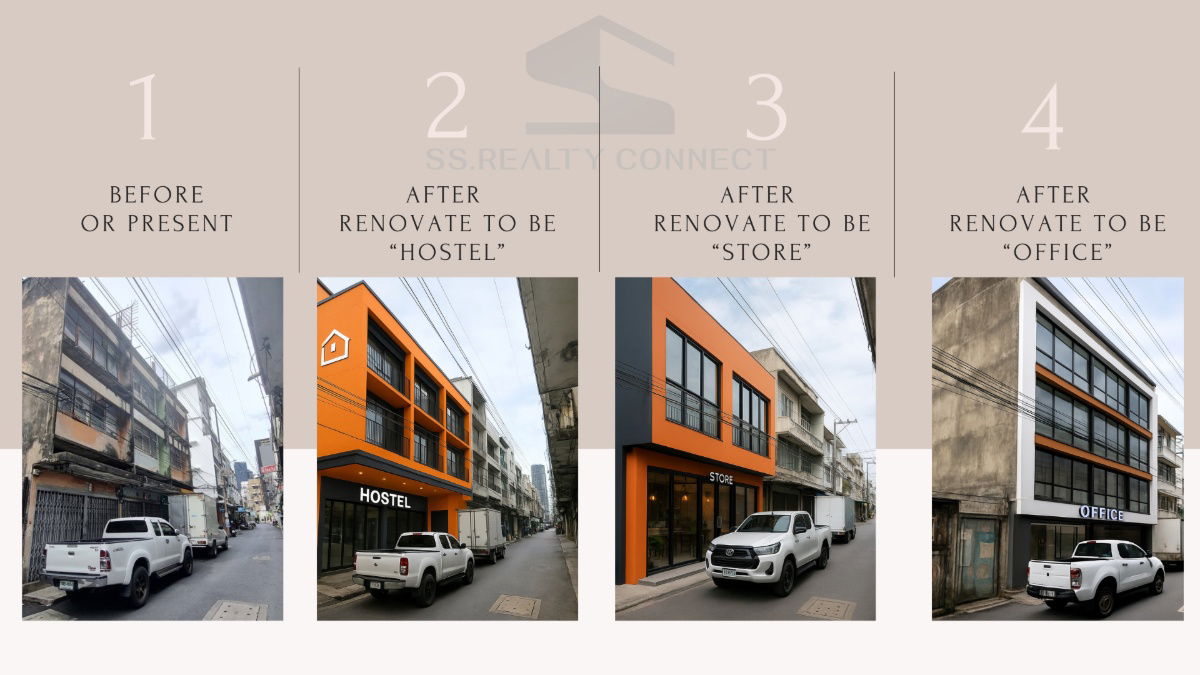 picture 3-story, 2-unit commercial building for sale in Bang Rak, near BTS Sala Daeng. The asking price is 20 million THB. - 1/2