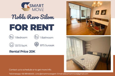  For Rent !!🔥 Code C20250800055....Noble Revo Silom, 1 bedroom, 1 bathroom, North Facing, high floor 24++, City view, furnished, ready to move in 📣📣