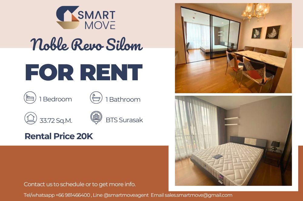 picture  For Rent !!🔥 Code C20250800055....Noble Revo Silom, 1 bedroom, 1 bathroom, North Facing, high floor 24++, City view, furnished, ready to move in 📣📣 - 1/6