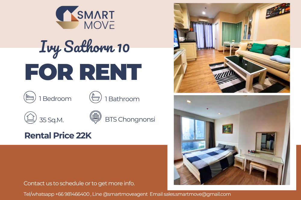 picture 🔥 For Rent !! Good location !!🔥 Code C20221200494..........Ivy Sathorn 10, 1 bedroom, 1 bathroom, high floor 13++, furnished, ready to move in 📣📣 - 1/7