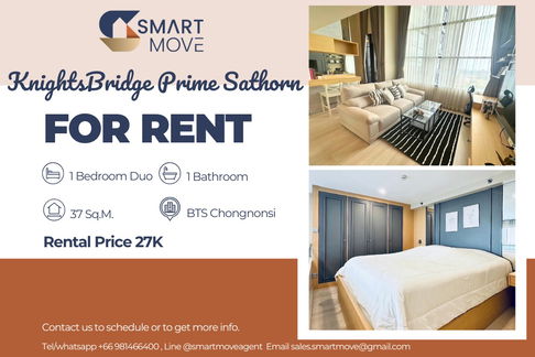  สำหรับเช่า !!🔥 Code C20221202691..KnightsBridge Prime Sathorn, 1 นอน Duo, 1 ห้องน้ำ, วิวเมือง, ชั้นสูง 32++, แต่งครบ, สไตล์โมเดิร์น, พร้อมเข้าอยู่ 📣