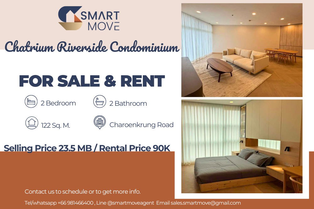 รูป สำหรับขาย- เช่า !!🔥 Code C20250800074.Chatrium Riverside Condominium, 2 ห้องนอน, 2 ห้องน้ำ, วิวแม่น้ำ, ชั้นสูง, แต่งครบ, พร้อมเข้าอยู่, ราคาพิเศษ!!📣 - รูปที่ 1/11