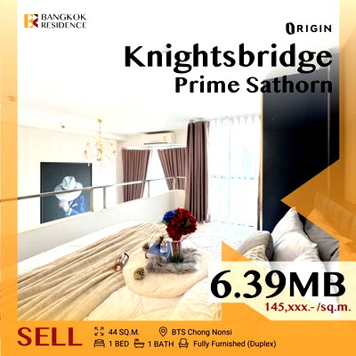 Condos for sale : 🎉Duplex,fully furnished 🎉Knightsbridge Prime Sathorn near BTS Chong Nonsi