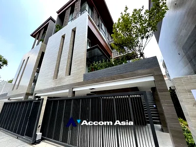 เช่าบ้านเดี่ยว ถนนพระราม 3 : 🔼🔽 AccomA 📩 Luxury Modern Pool Villa with Full Glass and Natural Finish (AA34992)