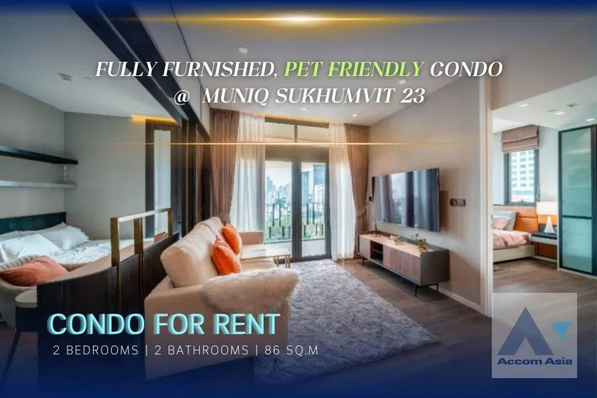 picture 🔼🔽 AccomA 📩 Pet friendly,Fully Furnished 2 BR Condominium @Muniq Sukhumvit 23 (AA38703) - 1/15