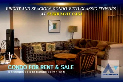 Condos for sale : 🔼🔽 AccomA 📩 Bright and spacious condo with classic finishes at Sukhumvit Casa (AA39649)