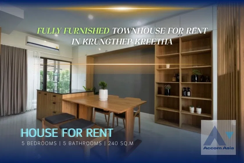 picture 🔼🔽 AccomA 📩 Fully furnished townhouse for rent with homey decor in compound in Krungthep Kreetha, (AA43777) - 1/18