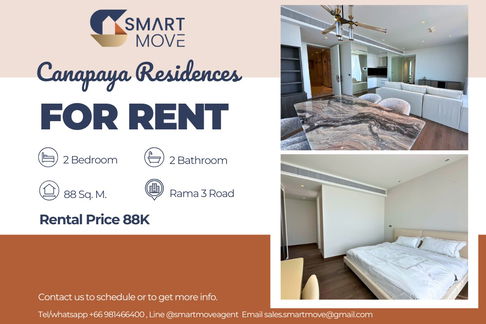  For Rent !! Pet friendly, high floor 40++, City View,🔥 Code C20250800052......Canapaya Residences, 2 bedroom, 2 bathroom, furnished, ready to move in 