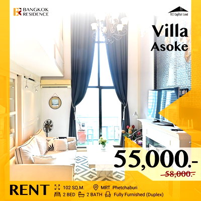 Condos for rent : Villa Asoke 💘 Stylish Duplex Unit at Best Price Deal 🔥 Near MRT Phetchaburi