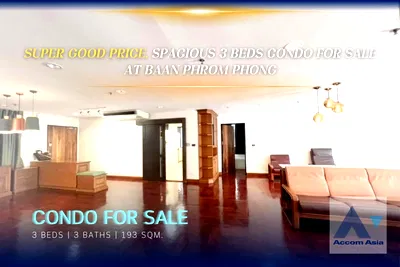 Condos for sale : 🔼🔽 AccomA 📩 Super Good Price, Spacious 3 Beds Condo For Sale at Baan Phrom Phong (AA42994)