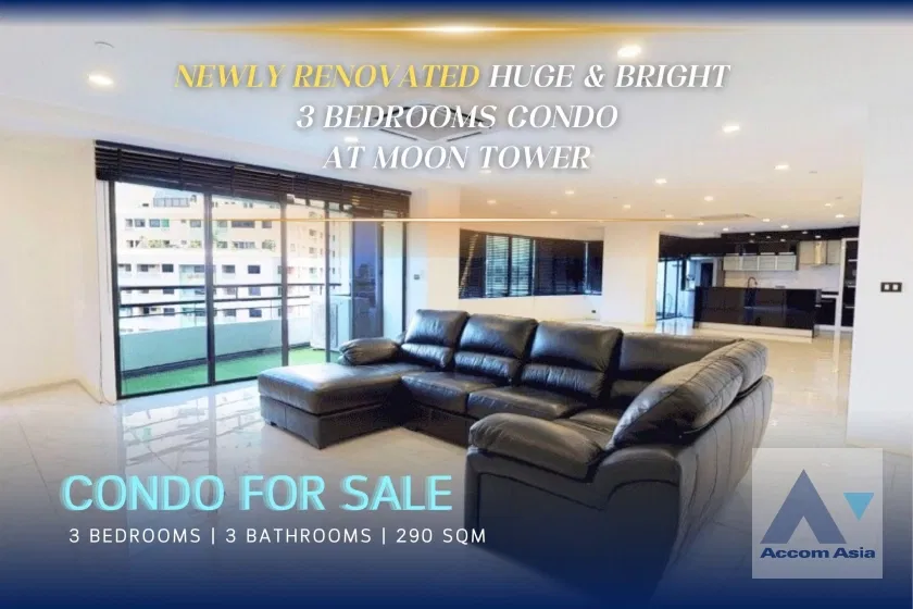 picture 🔼🔽 AccomA 📩 Newly renovated Huge & Bright 3 beds condo for rent and sale 700 m to Thonglor BTS at Moon tower (AA28816) - 1/14