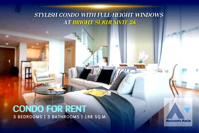 Condos for rent : 🔼🔽 AccomA 📩 Stylish condo with full-height windows at Bright Sukhumvit 24 (AA19516)