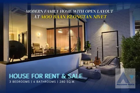 🔼🔽 AccomA 📩 Modern family home in Moo Baan Klongtan Nivet with open layout (AA35014)