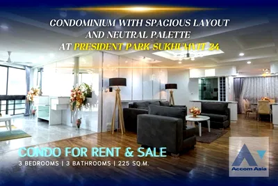 Condos for sale : 🔼🔽 AccomA 📩 Elegant condominium with spacious layout and neutral palette at President Park Sukhumvit 24 (AA34594)