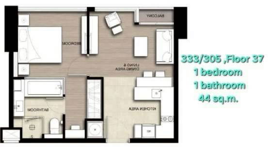 รูป  ให้เช่า คอนโด อโศก The Esse asoke 44ตรม. 1ห้องนอน1รับแขก วิวสวยโปร่งลมเย็นสบาย   เพียง45k - รูปที่ 9/19