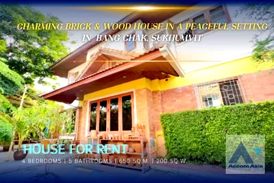 Houses for sale Sukhumvit 97 : 🔼🔽 AccomA 📩 Classic wood home with garden terrace and vintage interior (AA36754)