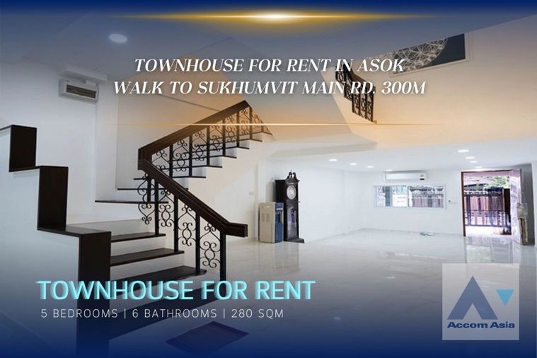 🔼🔽 AccomA 📩 Townhouse for rent walk to Sukhumvit RD. 300M in Asok, Sukhumvit (AA30083)