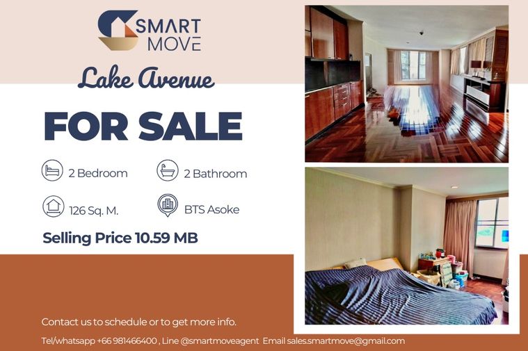 🔥 ขายด่วน!!!, ใจกลางอโศก ห้องหายาก!!! 🔥 Code C20250800056..........Lake Avenue, 2 ห้องนอน, 2 ห้องน้ำ, ตกแต่งบางส่วน, ราคาพิเศษ!!📣📣