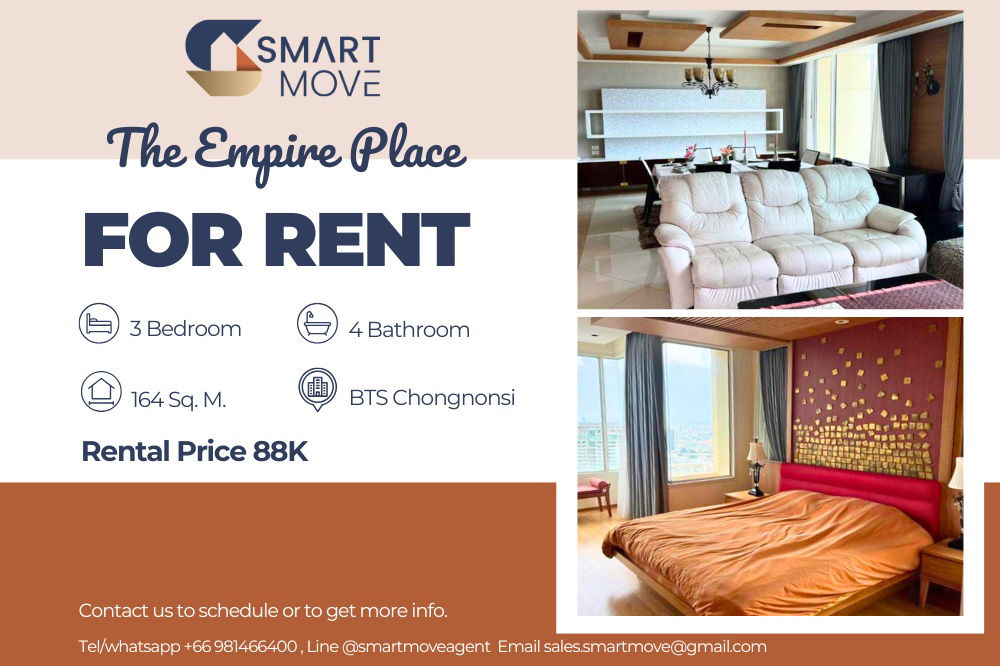 รูป 🔥 สำหรับเช่า !! วิวสวยมาก, ชั้นสูง 35++,🔥 Code C20221201712......The Empire Place, 3 ห้องนอน, 4 ห้องน้ำ, แต่งครบ, พร้อมเข้าอยู่ 📣📣 - รูปที่ 1/12