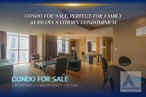 🔼🔽 AccomA 📩 Fully furnished condo for Sale and Rent, Spacious for family at Urbana Sathorn Condominium (1513149)