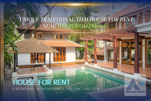 🔼🔽 AccomA 📩 Unique traditional Thai House For rent, near BTS Phrom Phong (AA21645)