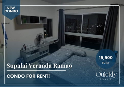 Supalai Veranda Rama9 | Price 15,500 baht | Beautiful room, new room, fully furnished, ready to move in