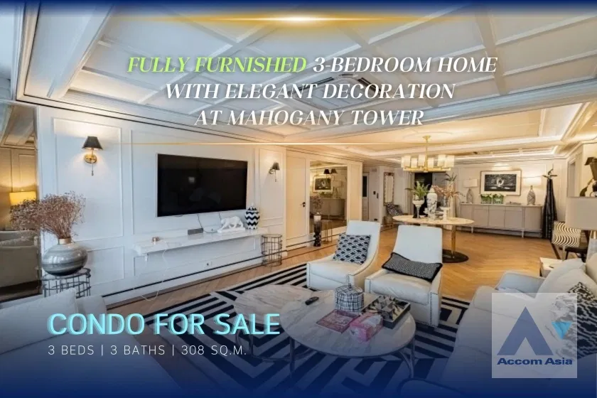 รูป 🔼🔽 AccomA 📩  Luxury condo with decorative ceiling at Mahogany Tower, Sukhumvit (AA37439) - รูปที่ 1/20