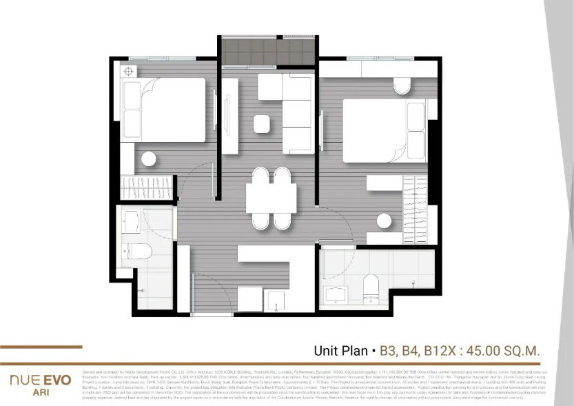 picture Condo Down Payment for Sale Nue Evo Ari 2 Bedrooms 2 Bathrooms 45 sq.m. 20th Floor Corner Unit Unblock view - 7/7