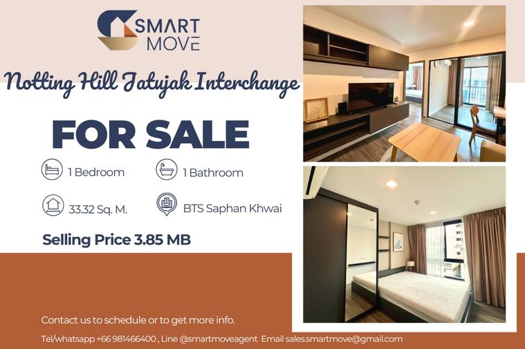 🔥 สำหรับขาย !!🔥 Code C20250800042..........Notting Hill Jatujak - Interchange, 1 ห้องนอน Plus, 1 ห้องน้ำ, ห้องทิศตะวันออก, แต่งครบ, ราคาพิเศษ!!📣📣