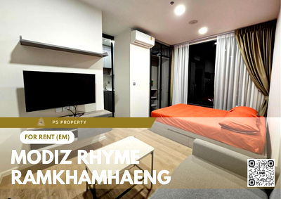 คอนโดให้เช่า : ให้เช่า 📍 Modiz Rhyme Ramkhamhaeng 📍 เฟอร์นิเจอร์ และ เครื่องใช้ไฟฟ้าครบ ใกล้ MRT รามคำแหง  