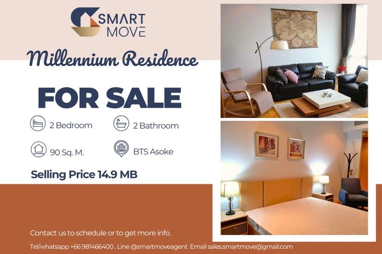 🔥 ขายพร้อมผู้เช่า !! ชั้นสูง 36++, วิวเมือง, ทำเลทอง!!🔥 Code C20240200715.......Millennium Residence, 2 ห้องนอน, 2 ห้องน้ำ, แต่งครบ, ราคาพิเศษ!!📣📣