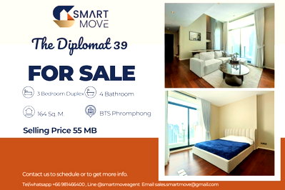 Condos for sale The Customs Department : 🔥FOR SALE !! 🔥Code C20250200023.........The Diplomat 39, 3 bedrooms Duplex, 4 bathrooms, high floor 20+, furnished, Special Deal!!📢📢📢