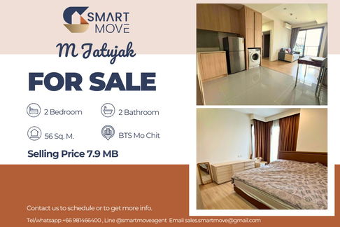  For Sale !! Pet Friendly!!, High Floor 30++, corner room, great facility, 🔥 Code C20250800058.....M Jatujak, 2 bed, 2 bath, furnished, Special Deal!!