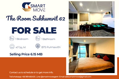 Condos for sale BTS Punnawithi : 🔥 For Sale!! High Floor 20++,🔥 Code C20241100006........The Room Sukhumvit 62, 1 bedroom, 1 bathroom, furnished, Special Deal!!📣📣