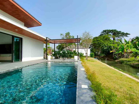 Brand new water front pool villa in Saraphi for sale, Chiang Mai