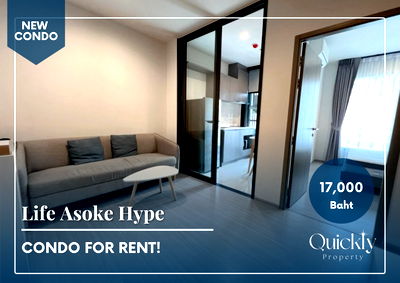 Condos for rent New Petchburi Road Bangkok : Life Asoke Hype | Price 17,000 baht | Beautiful room, new room, fully furnished, ready to move in