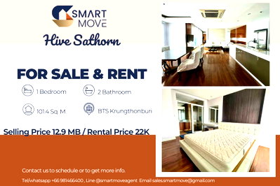 ขายคอนโด : 🔥 สำหรับขาย- เช่า !! ทำเลทอง !! ชั้นสูง 30++,🔥 Code C20250800073.......Hive Sathorn, 1 ห้องนอน, 2 ห้องน้ำ, แต่งครบ, พร้อมเข้าอยู่, ราคาพิเศษ!!📣📣