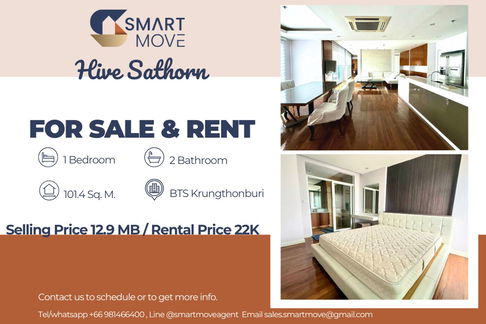 🔥 For Sale !! prime area !! high floor 30++,🔥 Code C20250800073.Hive Sathorn, 1 bedroom, 2 bathroom, furnished, ready to move in, Special Deal!!📣📣