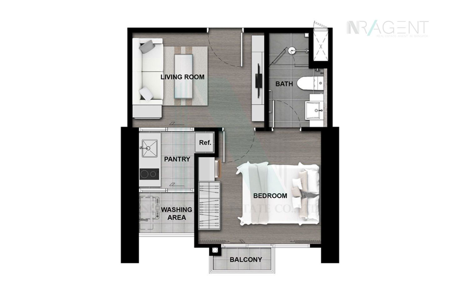 picture For Sell Condo THE POLITAN AQUA Building A, Floor 21,1 bed room, Room size 29 sqm - 7/8