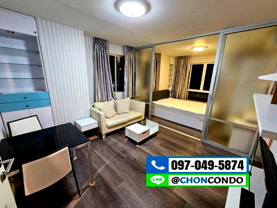 เช่าคอนโด บางแสน : DCondo ดีคอนโด ชั้น3 ตึกA  --------------ห้องมุม----------------Tel 097-049-5874 (Line: @choncondo มี@ด้วย)