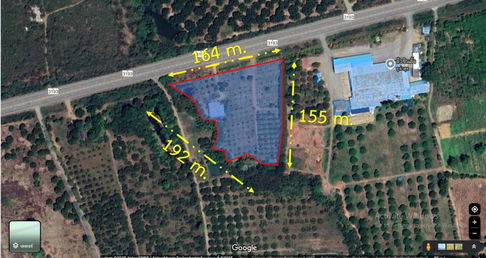 Land for sale in Chanthaburi, Soi Dao, 9 rai, area 68.6 sq m, next to the main road