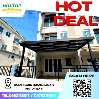 Townhouses for rent Pratunum : #Z2249💥020968🔥House for rent: Baan Klang Muang Rama 9 (Motorway)