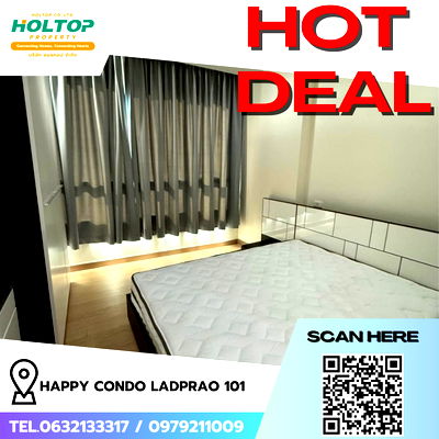 เช่าคอนโด ถนนโพธิ์แก้ว : #R6080 🎉 020968   ให้เช่าคอนโด Happy condo ladprao 101