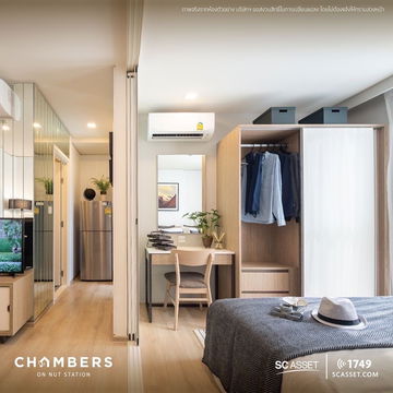 For rent, Chambers Onnut- studio room, fully furnished, closed to BTS Onnut station, ready to move in