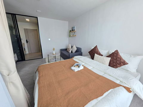 ✨ With washing machine and beautifully decorated, Atmoz Tropicana Bangna Condo, 23 sq m, Building D, 8th floor, only 9,000 baht 🏡💖