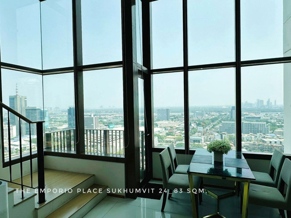 รูป For RENT, Beautiful Duplex 83 sqm. at The Emporio Place Sukhumvit 24 with river view - รูปที่ 2/12