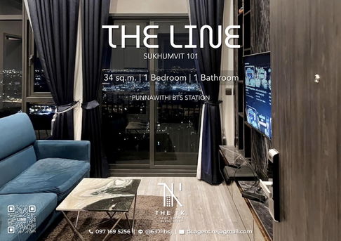 [THE TK.] ให้เช่าคอนโด The Line Sukhumvit 101 ขนาดห้อง 34 ตร.ม. 1 ห้องนอน 1 ห้องน้ำ แต่งสวย ใกล้ BTS ปุณณวิถี | ติดต่อคุณทีเค Line ID @637ilhsj